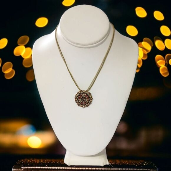 Y2K Rhinestone Disc Necklace Bohemian Cord Whimsigoth Fairy Coquette Lia Sophia - Picture 11 of 16